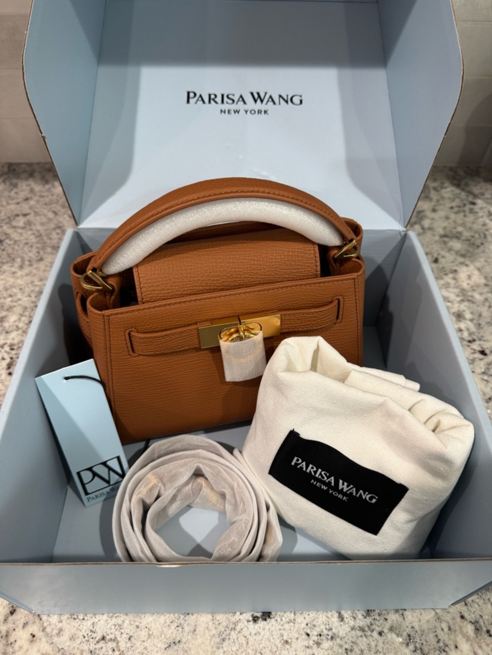Parisa Wang Small/Micro Madison Bag in Walrus Textured Chestnut Leather